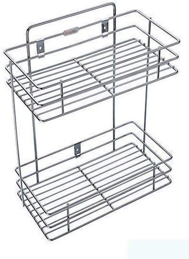 Dhavl Stainless Steel Multipurpose Storage Rack/Shelf, Double Layer Kitchen Rack, Bathroom Shelves and Racks Steel, Wall Mounted Organiser for Home - Image 1